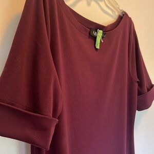 Large Ralph Lauren Cotton Stretch Fit and Flare Dress in Maroon
